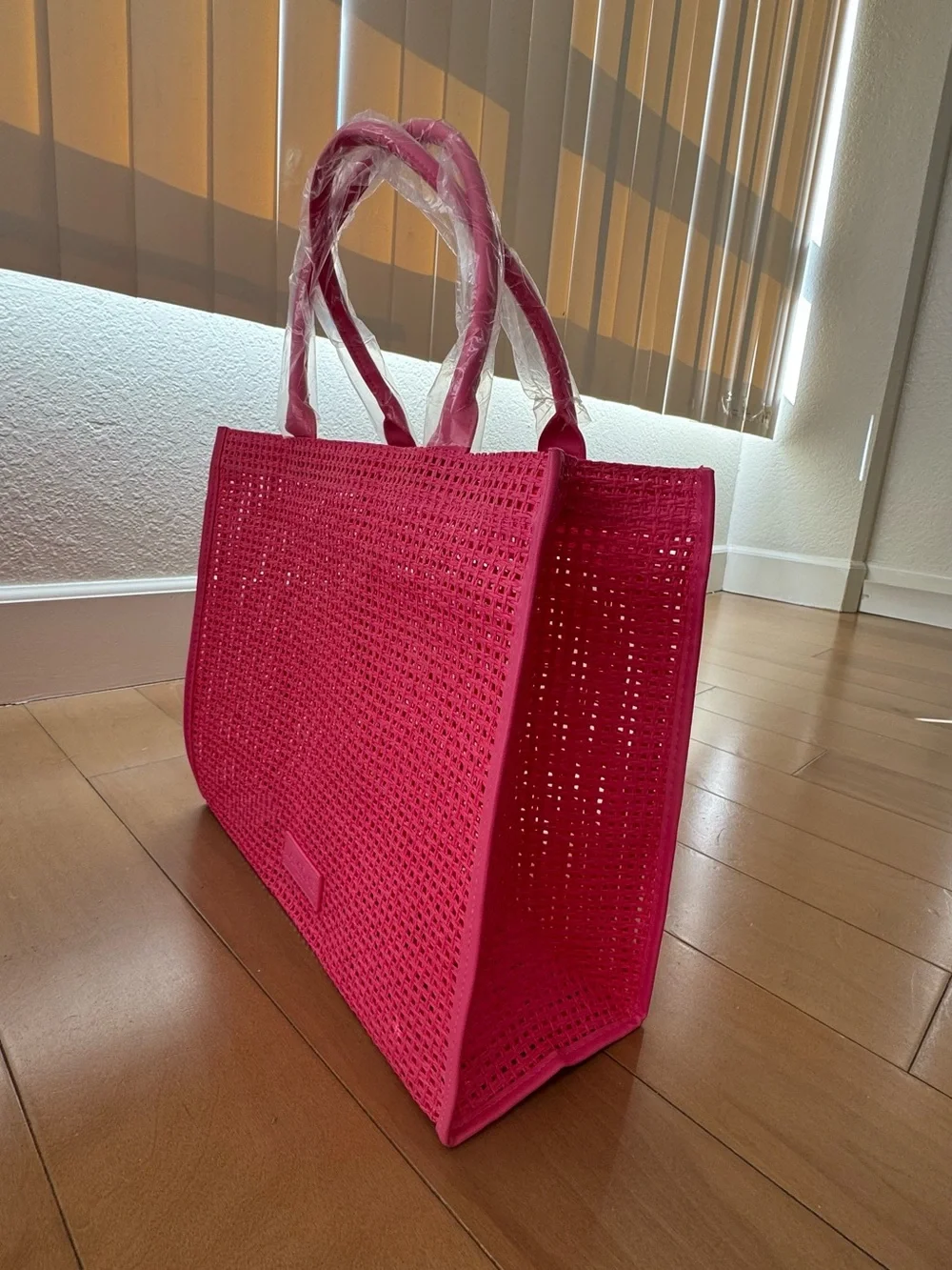 Lancôme Pink Woven Beach Tote Bag - Large Summer Shopper .New